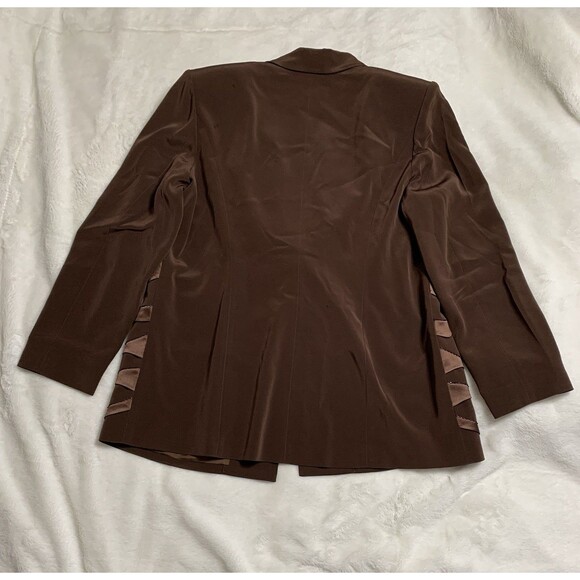 Vtg Louise Ricci Womens Suit Chocolate Brown Size 18 Beaded Embellished Lined - Picture 2 of 16